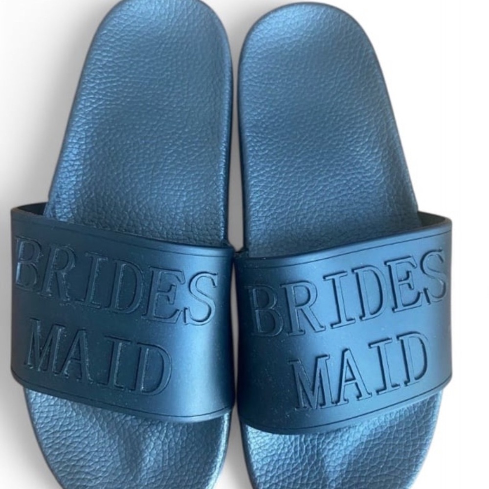 Black Bridesmaid Slide Sandals